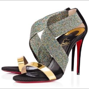 Christian Louboutin Black Multicolor Criss Cross